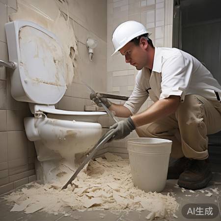 铲除粘结剂，冲洗马桶