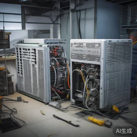 安装冷凝器和压缩机