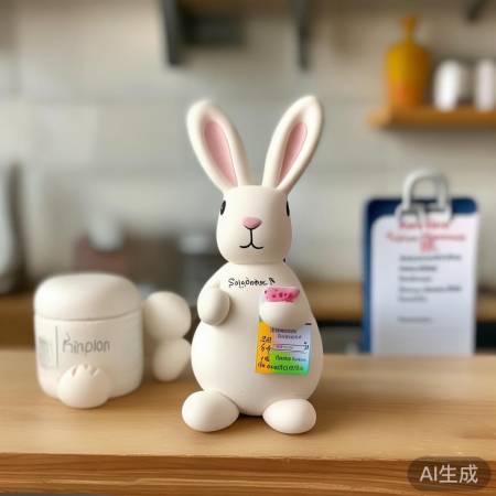 兔粘土冰箱贴，生活小助手