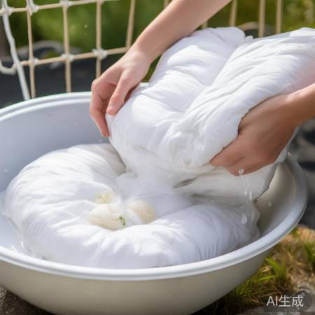 手洗纤维被芯，轻柔洗净晒干