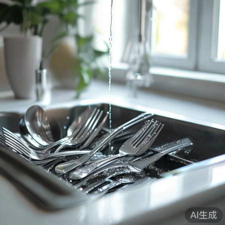 餐具热水冲洗除油污