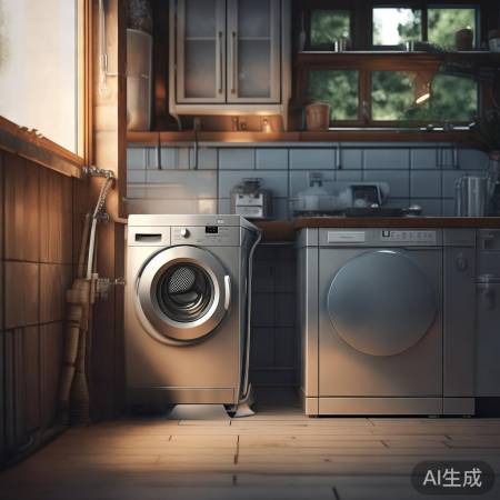 厨房洗衣机,近排水,通风好