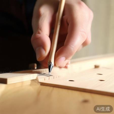 对准孔位，铅笔标记