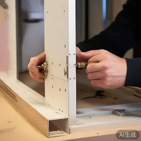 固定帘盒侧面螺丝，调整垂直度。