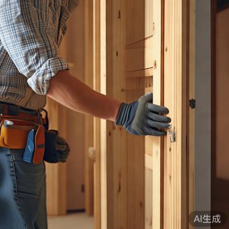 安装门扇，牢固固定