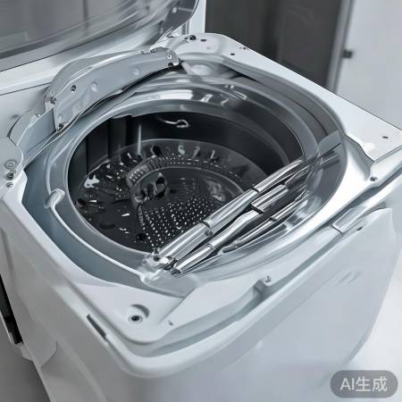 “打开洗衣机盖，查看内部”