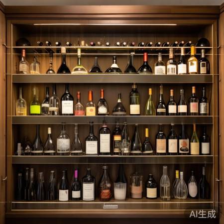 酒柜留白，酒瓶精致，个性展示